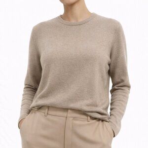 $395 VINTAGE Neiman Marcus XL Cashmere Sweater Taupe Soft Classic Preppy 2004